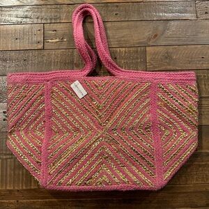 Fabulous MJ New York Tribal Aztec Gold & Pink Shoulder Tote New With Tag